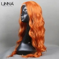 linna synthetic lace wigs for women long wavy fashion orange ginger color hair dailycosplay anime high temperature fiber