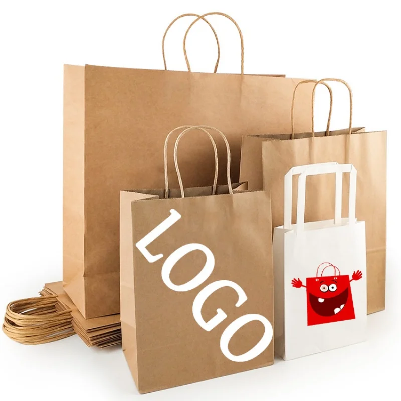 

Custom Paper Bag Takeaway Restaurant To Go Bags, Brown Paper Bags With Your Own Logo, Recycled Kraft Paper Bag For Fast Food Ta