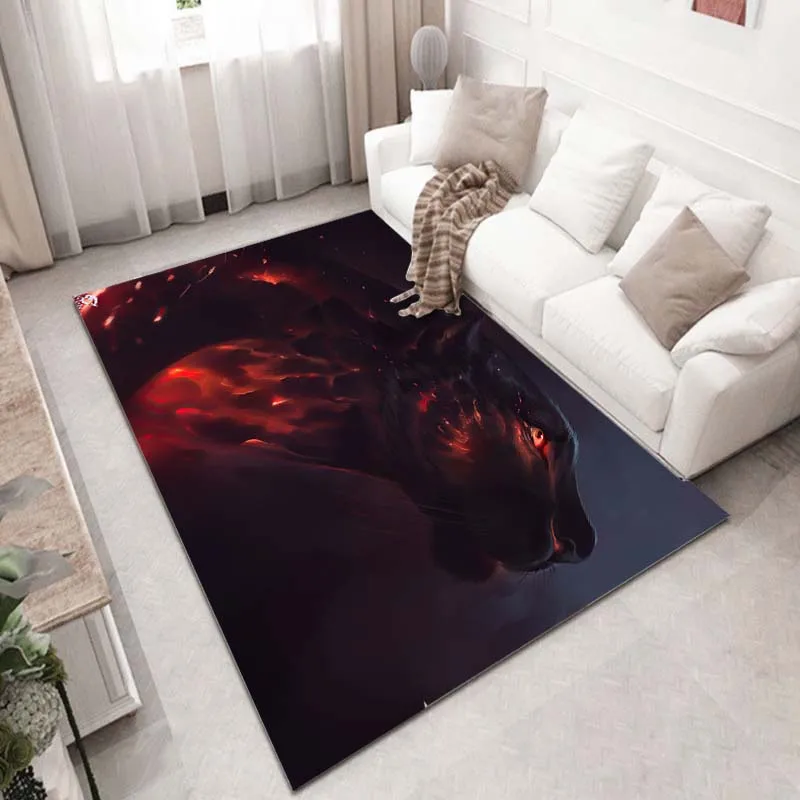 

15 Sizes Panther Carpet Black Leopard Rug for Living Room Large Area Rug Animal Doormat for Bedroom Home Decora Tribal Rug