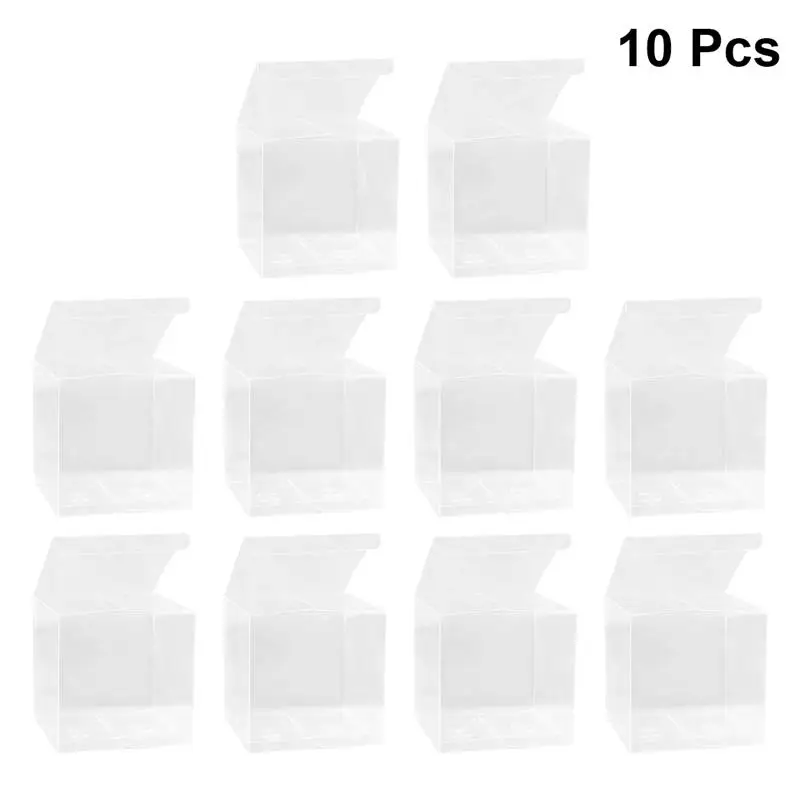 

10pcs Transparent Cube Box Square Candy Treat Box Clear Plastic Gift Packing Box For Baby Shower Wedding Party - 10x10x10cm
