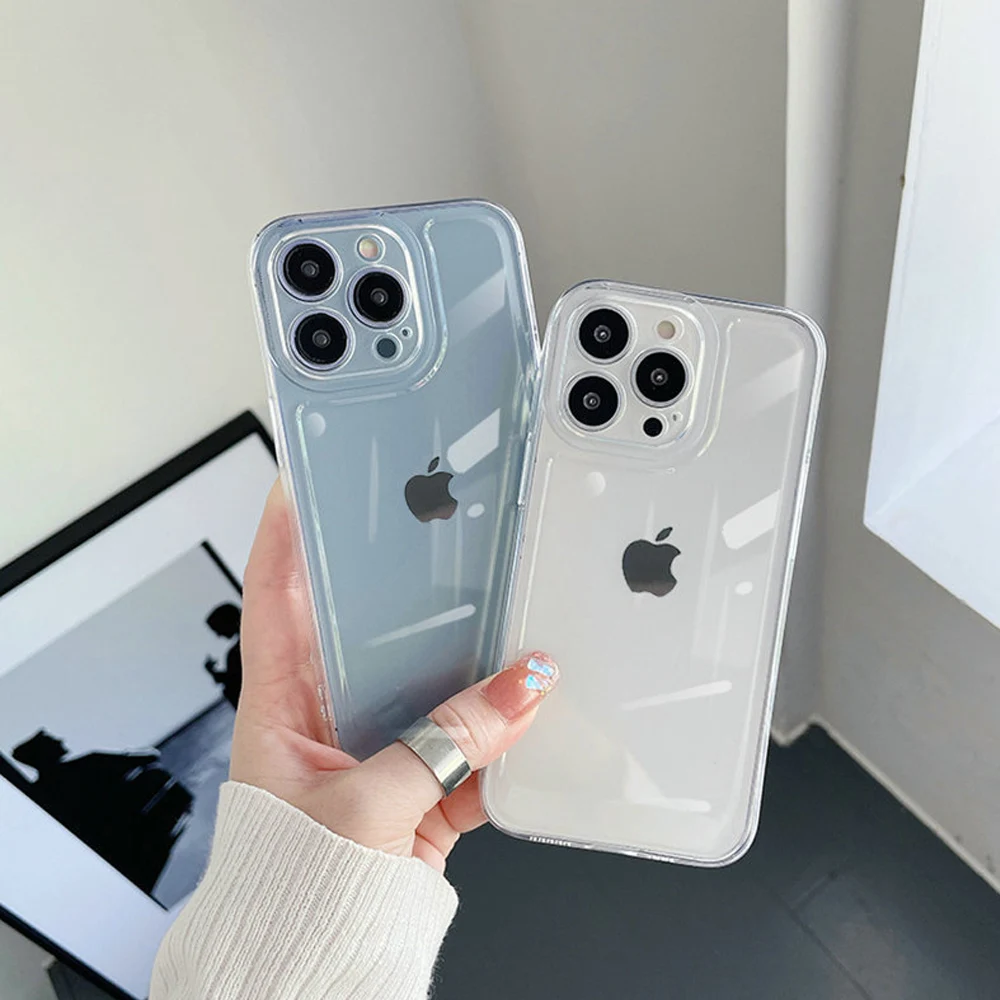 

Clear Case Compatible For iPhone 14 13 12 Shockproof Thin Silicone Cover, Yellowing-Resistant Slim Transparent