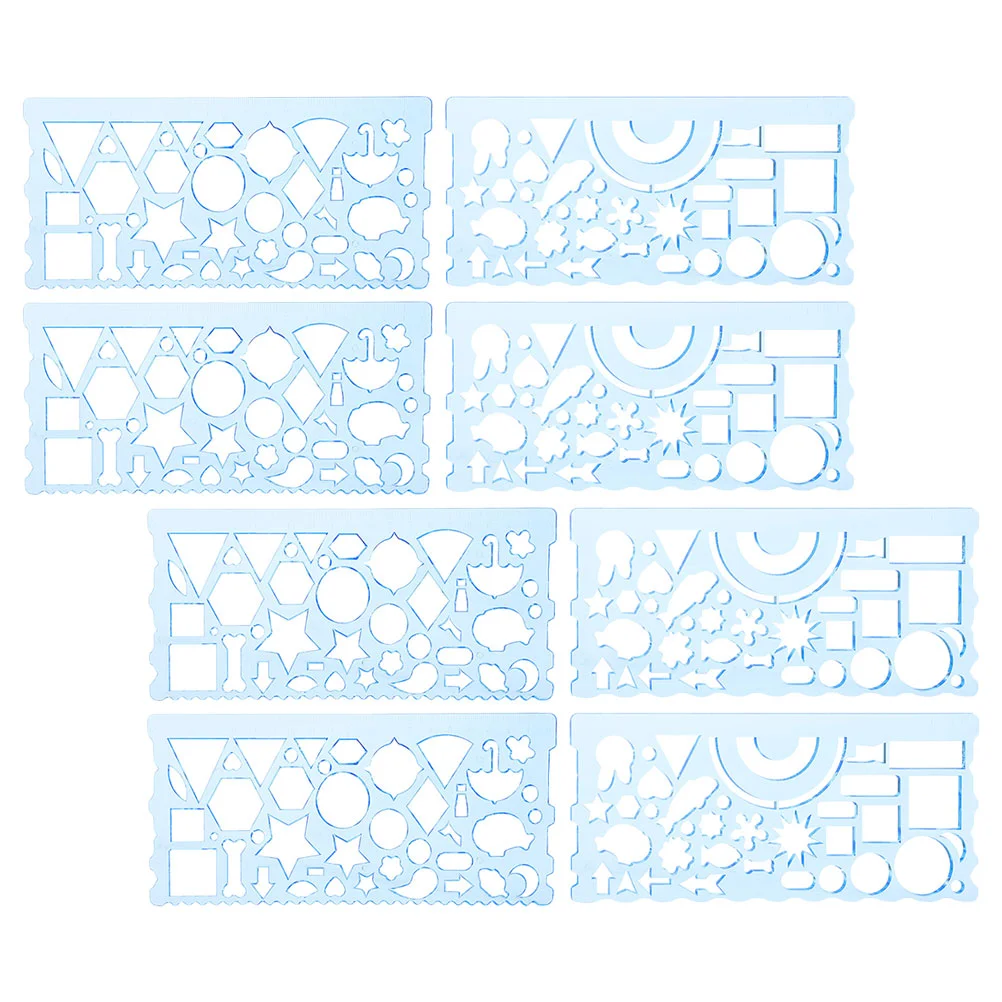 

8 Pcs Multifunctional Drawing Ruler Office and Supplies Architecture Student Supllies Plastic Template Tools