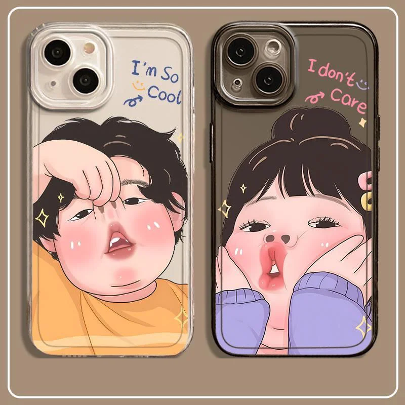 Чехол для телефона с забавной парой девочек и мальчиков iPhone 16 11 12 13 14 15 Pro Max Mini XSM XR 7