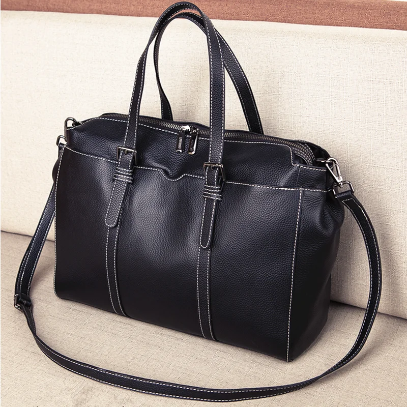 

Premium Genuine Leather Shoulder Bags Hobo Womens Handbags Designer Business Office Large Capacity Briefcase Bag Travel Tote Sac