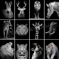 5d diy diamond painting animal black white lion elephant tiger full drill embroidery mosaic art pictures crystal home decor gift