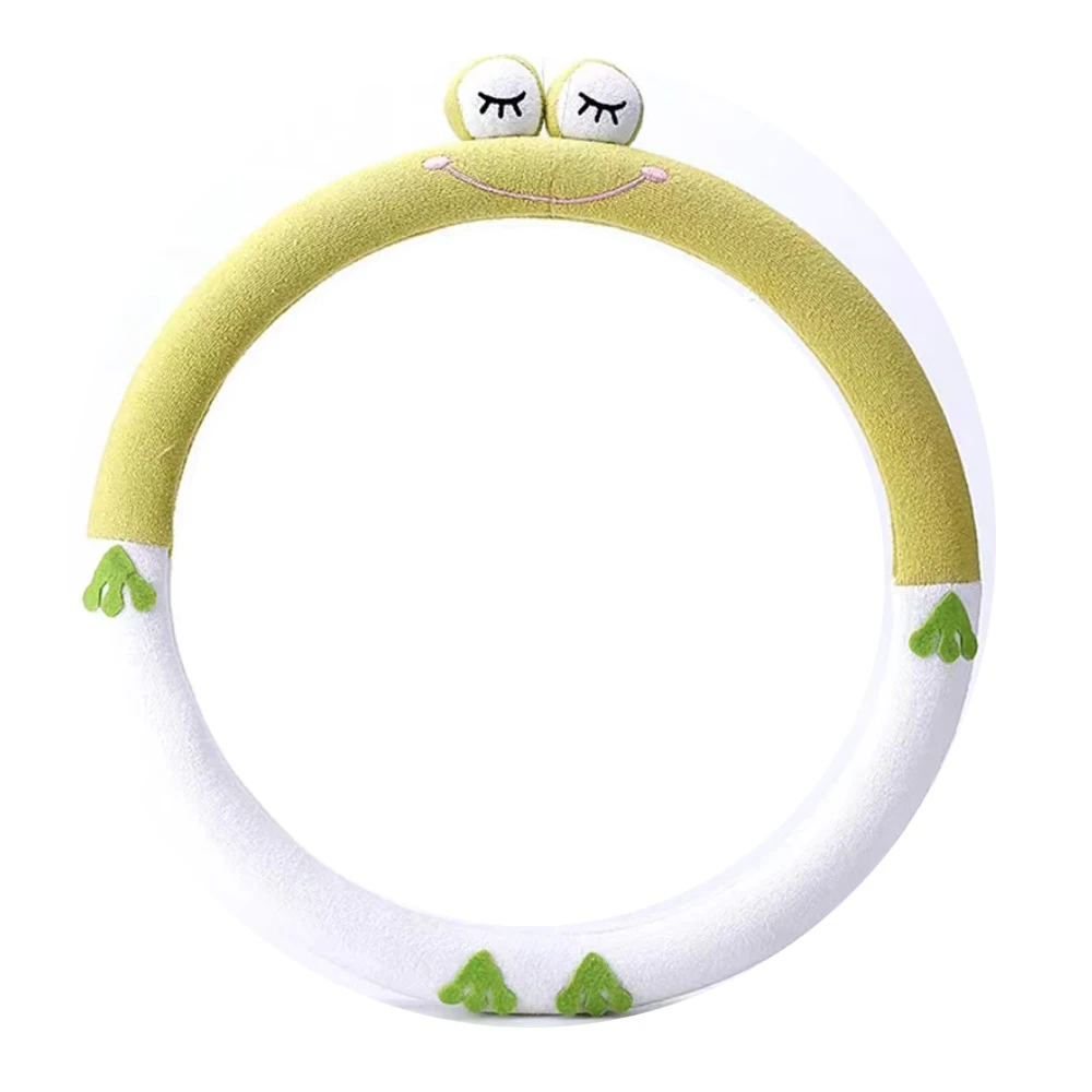 

General Creative Car Cute Steering Wheel Cover Cartoon Short Plush Handlebar Universal Plush Steering Wheel Cover Girls Frog