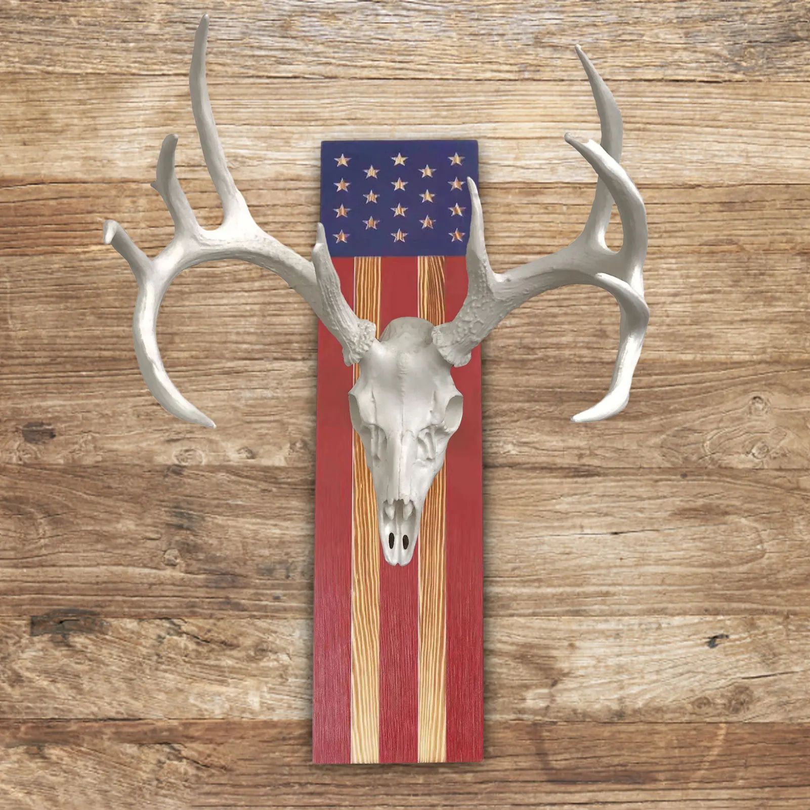 Европейская настенная деревянная вешалка с рисунком оленя и черепа |