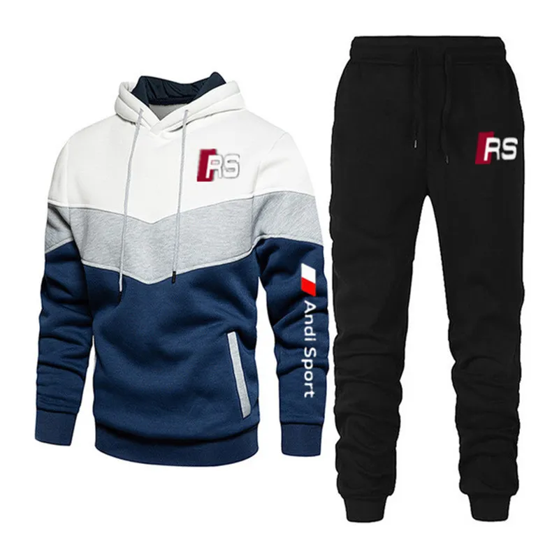 

Men RS Sport Splicing Color Tracksuits Fashion Hoodie + Pants Two Piece Sets Men's Hooded Outdoor Casual Sweater Jogging Suits