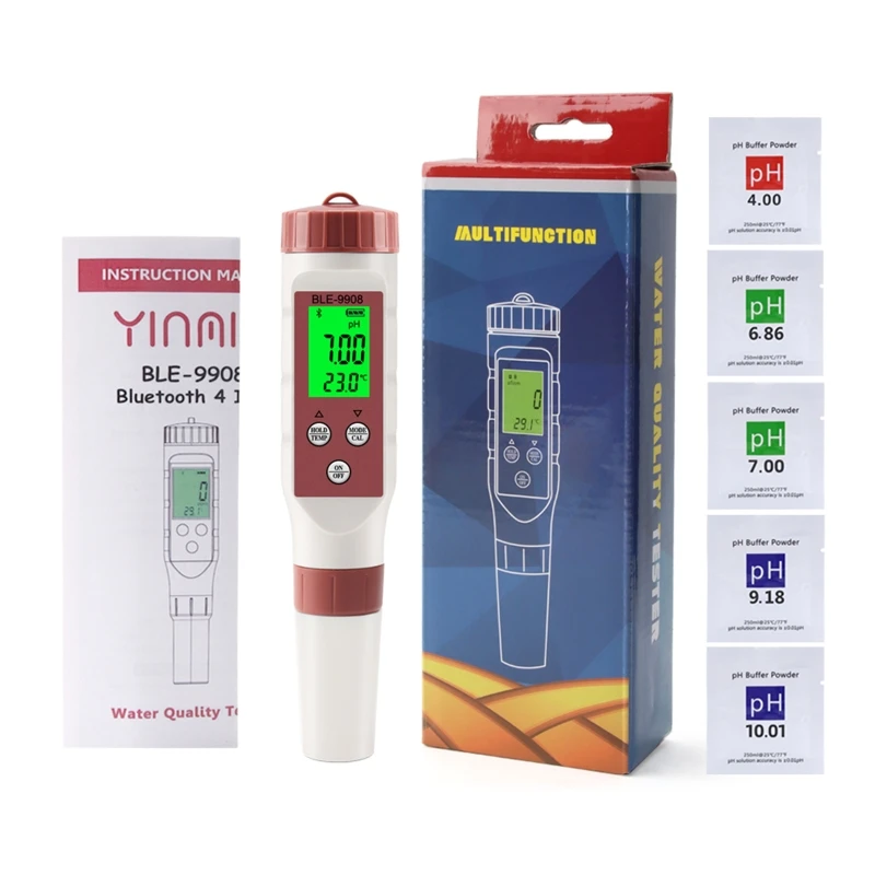 

Y1AD BT pH Meter 4 in 1 TDS/EC/PH/Temperature Meter Water Quality Monitor Tester Used for Pools Hydroponics Drinking Water