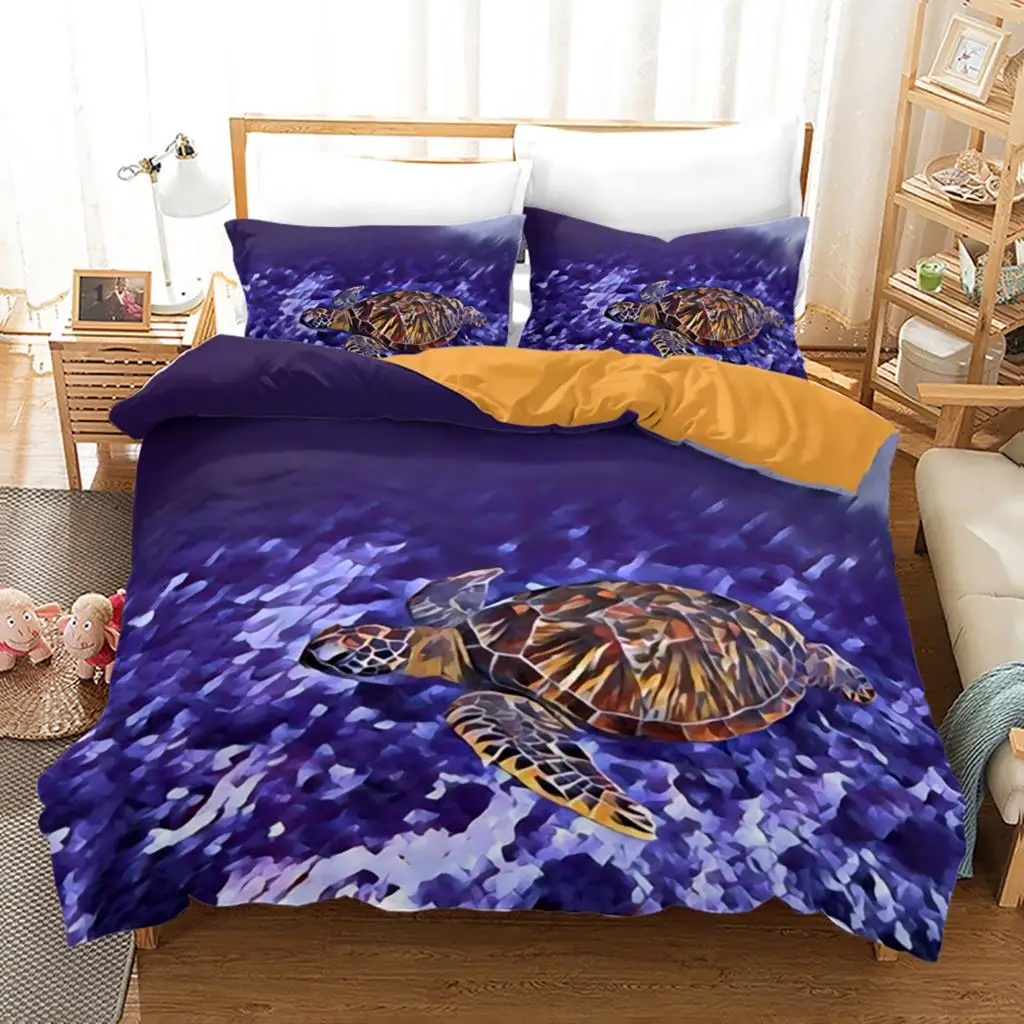 

Single Twin Full Queen King Size Marine life Bed Set Sea turtle Bedding Set Aldult Kid Bedroom Duvetcover Sets 3D Print 015