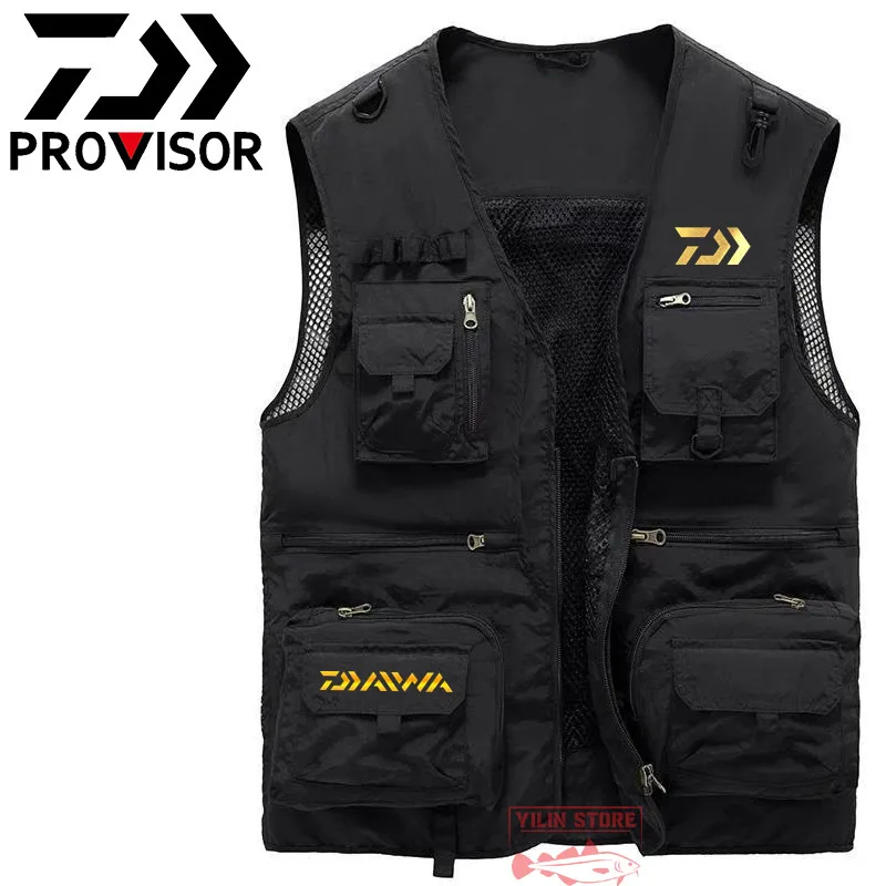 

Рыболовные жилеты Daiwa, Мужская быстросохнущая одежда для рыбалки на открытом воздухе, дышащая рыболовная куртка с несколькими карманами, Ун...