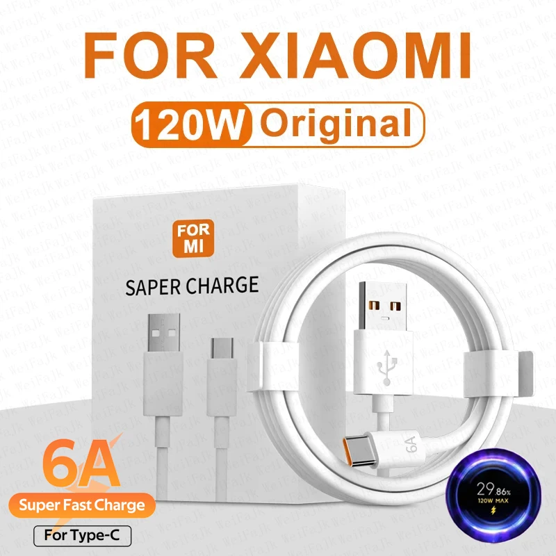 Xiaomi оригинальный 6A 120 Вт Usb Type C кабель для быстрой зарядки 14 13 Ultra Mi 12 Redmi Note 11 12T 13T Pro