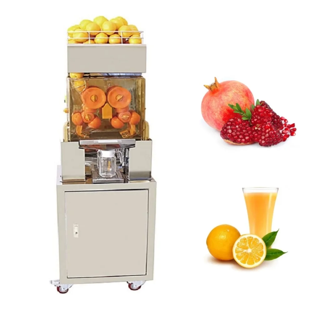 Commercial Standing Orange Juicer Machines Auto Slow Masticating Juice Extractor with Stainless Steel Cabinet