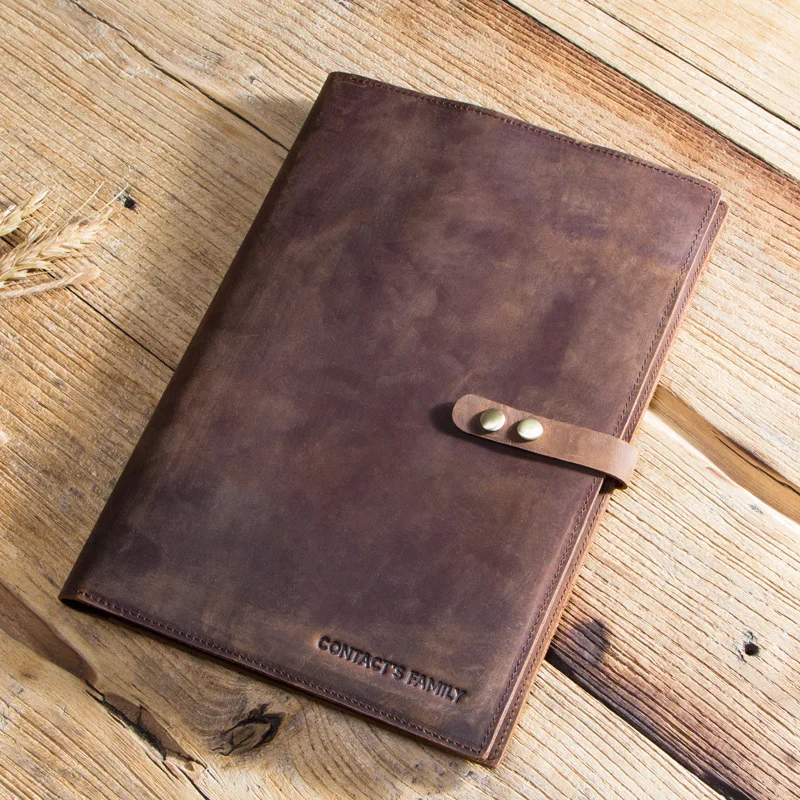 Retro Men's Clutch Bag Genuine Cow Leather Padfolio Case Cover Business Hasp Passport Cases Card Organizer Laser Engraving