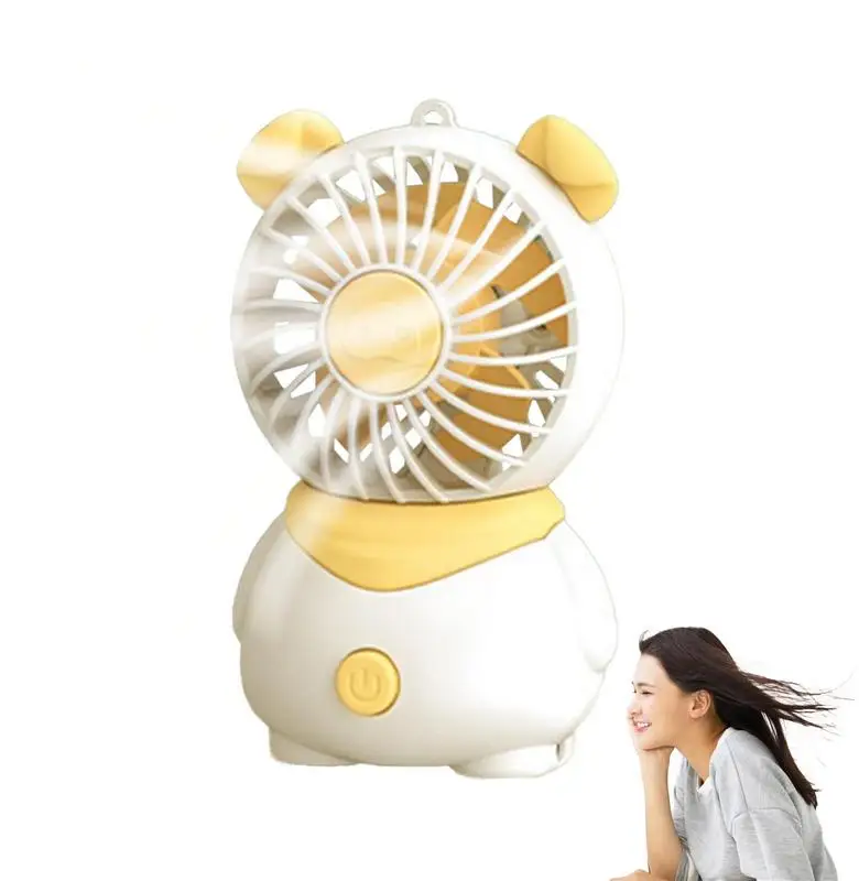 

Cute Desk Fan Small Portable Fan Handheld Pig Design 4 Fan Leaves USB Rechargeable Quiet Table Fan For Home Table Handheld