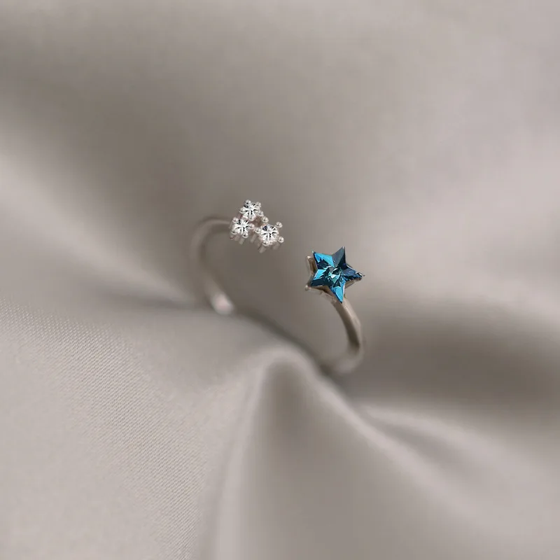 

Sello de plata S925 для женщин, joyery moda высокое качество, циркониевая кристальная звезда голубого цвета, открытый