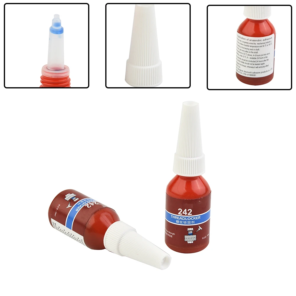 

242 LockTite Threadlocker Metal Bonder Removable 2 Pcs Blue Bolt Blue Liquid Lock Tight M6-M20 Thread Medium Strength