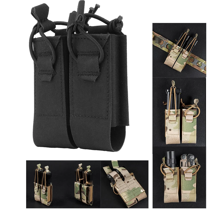 

Tactical Mag Pouch Open-Top Double Molle DPMP Magazine Pouches Pistol Mags Holster Carrier Flashlight Holder Hunting accessories