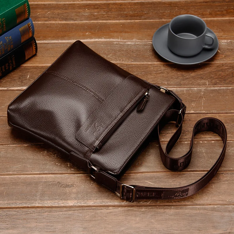 Luxury Cow Leather Men's Shoulder Messenger Bag Business Genuine Leather Crossbody Bag Casual Male Handbag Sling Bag