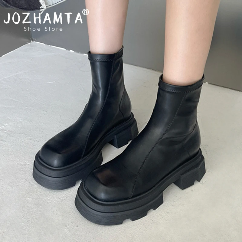 

JOZHAMTA Size 35-39 Women Elastic Boots Winter 2023 Ins Fashion Platform Shoes Woman Thick High Heels Goth Girls Ankle Boots