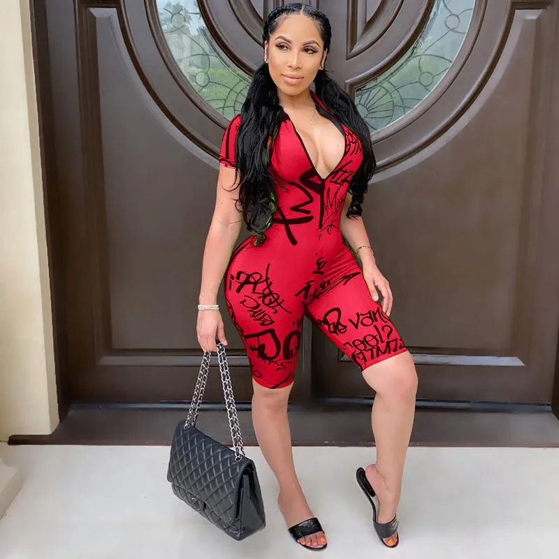 Неоновые женские Комбинезоны и шорты с буквенным принтом летние короткие