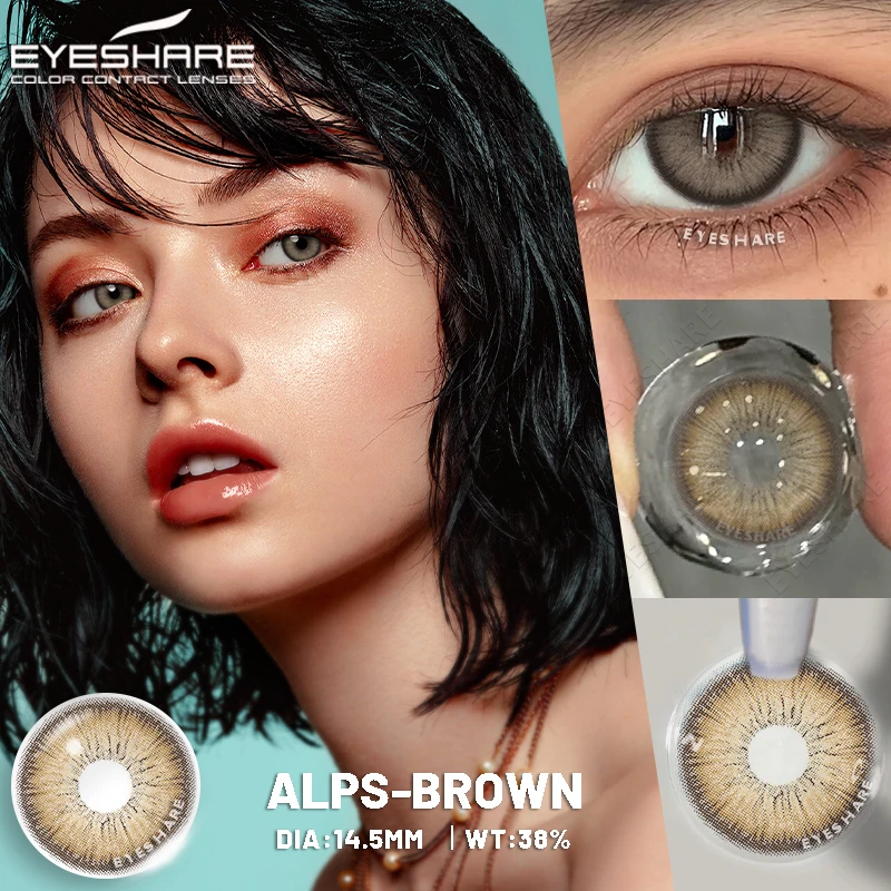 Фото EYESHARE, 1 пара модных цветных контактных линз для глаз, коричневые линзы, цветные синие линзы, ежегодные красивые седые линзы для учеников глаз №4