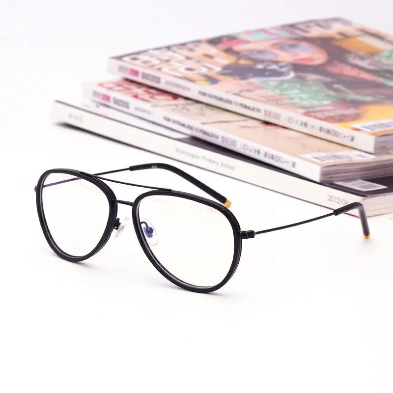 

Zerosun Aviation Eyeglasses Frame Male Women Leopard Black Pilot Glasses Men Spectacles for Prescription Double Bridge Eyewear