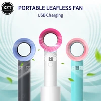 zero9 leafless handheld fan usb rechargeable silent portable small fan with base for outdoor travel