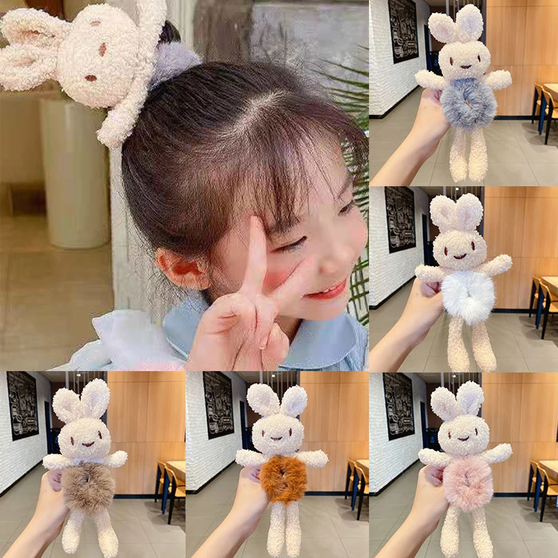 

Cartoon Elastic Hair Bands Ponytail Hair Tie Cute Rabbit Scrunchie Rabbit Plush Hair Ring Sweet Fashion Hair Accessories