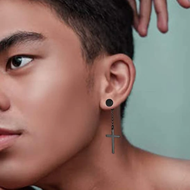 Pairs of 4 Hinged Hoop Earrings Huggie Piercing Stud Earrings for Men Women