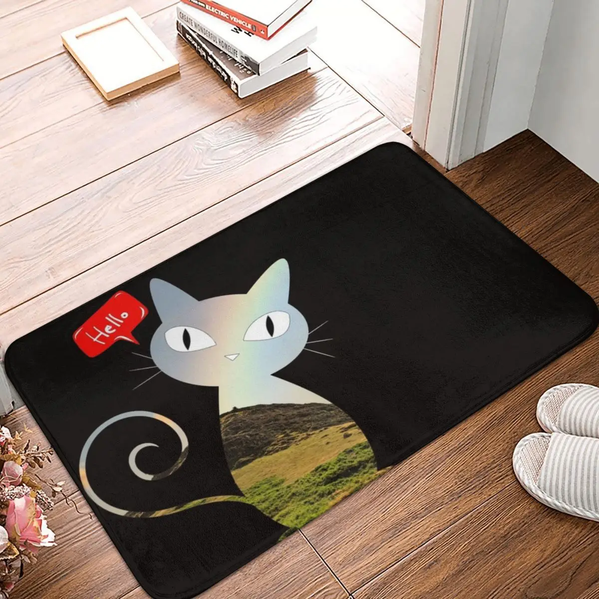 Кот говорит что привет фотообои милый декоративный ковер для входа в гостиную