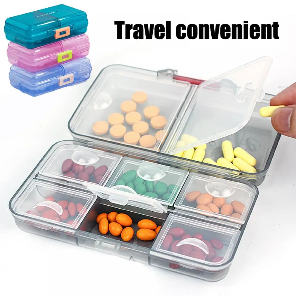 

New Travel Medicine Pill Box 8 Grids Pill Dispenser Pill Organizer Tablet Pillbox Case Portable Container Drug Divider Dispenser