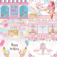ice cream backdrop dessert shop candy bar donut lollipop girls happy birthday party boy photography background photo banner