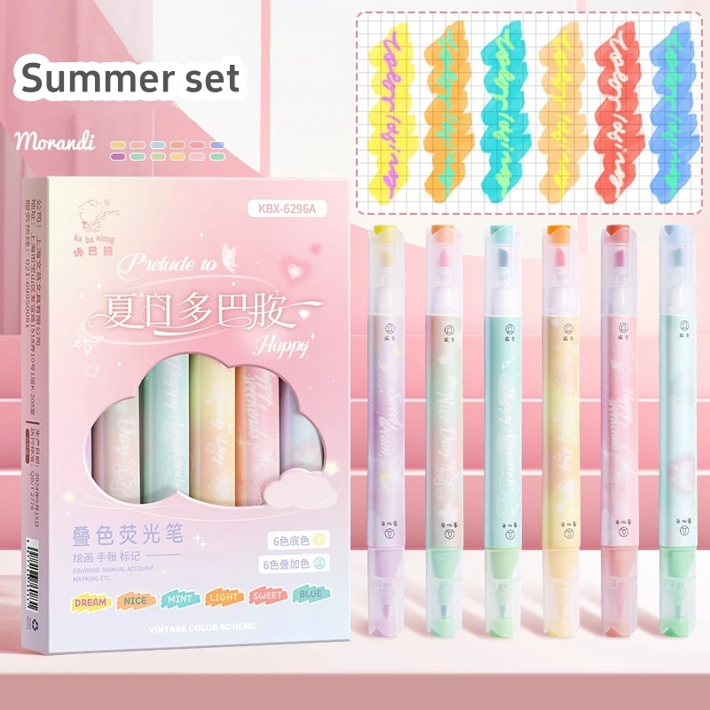 

6 шт., набор ручек-хайлайтеров с винтажной цветной схемой, флуоресцентный волшебный художественный маркер-лайнер для рисования F7769