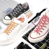 new 2022 fashion shoelace sneaker shoe lace checkered grid flat shoelaces shoestring printing ribbons shoelaces lacing 120 cm