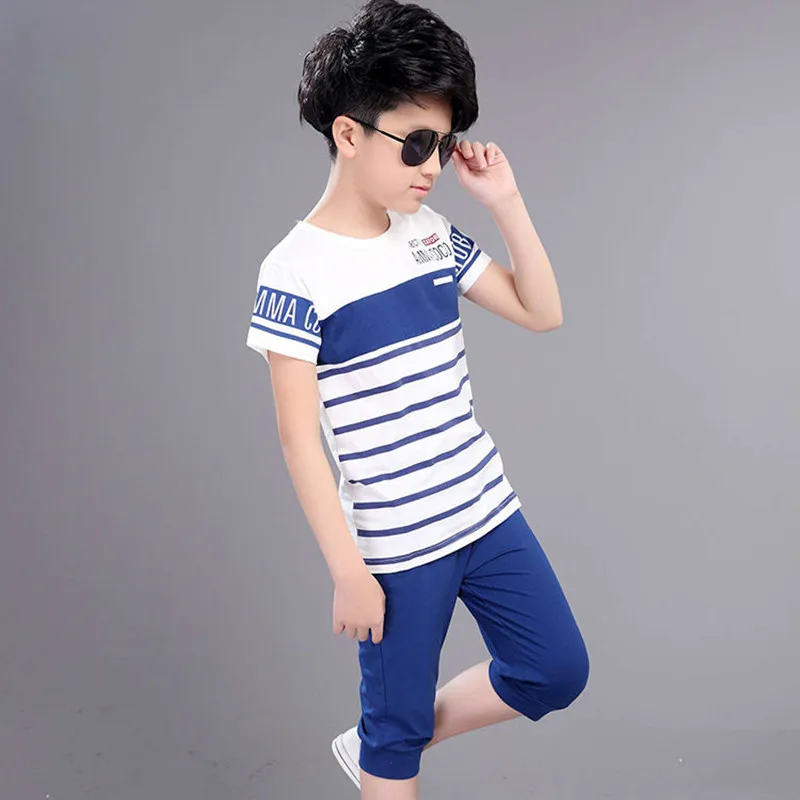

Boys New Summer Clothing Sets 2022 New Fashion Letters O-Neck Short Sleeve 2 Pieces Suits Teenager Clothes High Quality 4-12Year