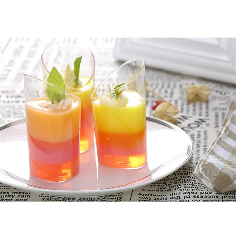 

10PCS 80ml Mini Dessert Cups Elegant Clear Slanted Appetizer Cup Jelly Pudding Mousse Cup