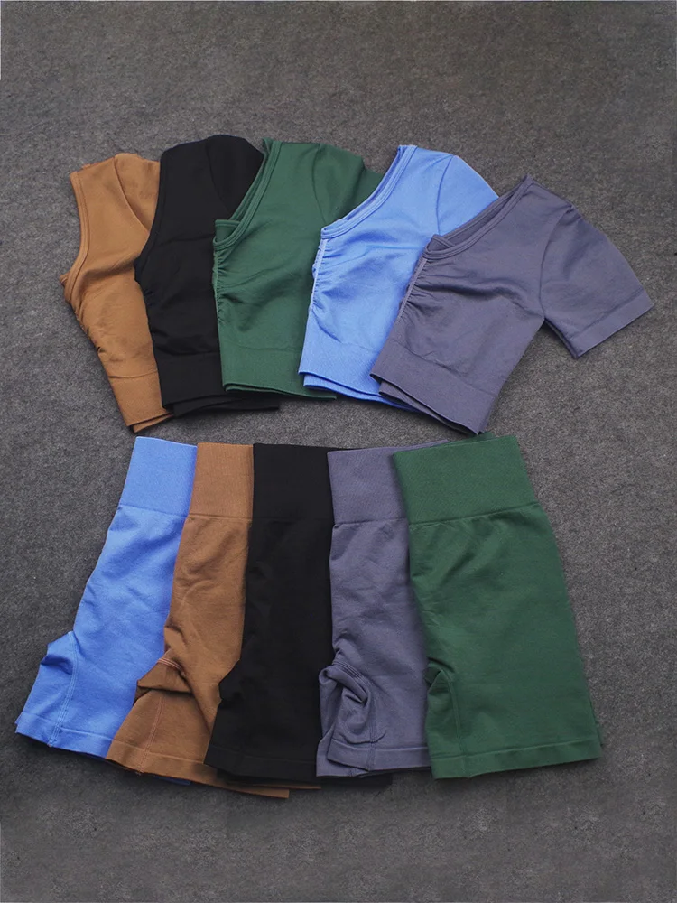 

2PCS Seamless Yoga Set Women Sport Running Outfit Elastic Nylon Tights Sexy Slim Tracksuit Fitness Breathable Suit Girl Thin Set