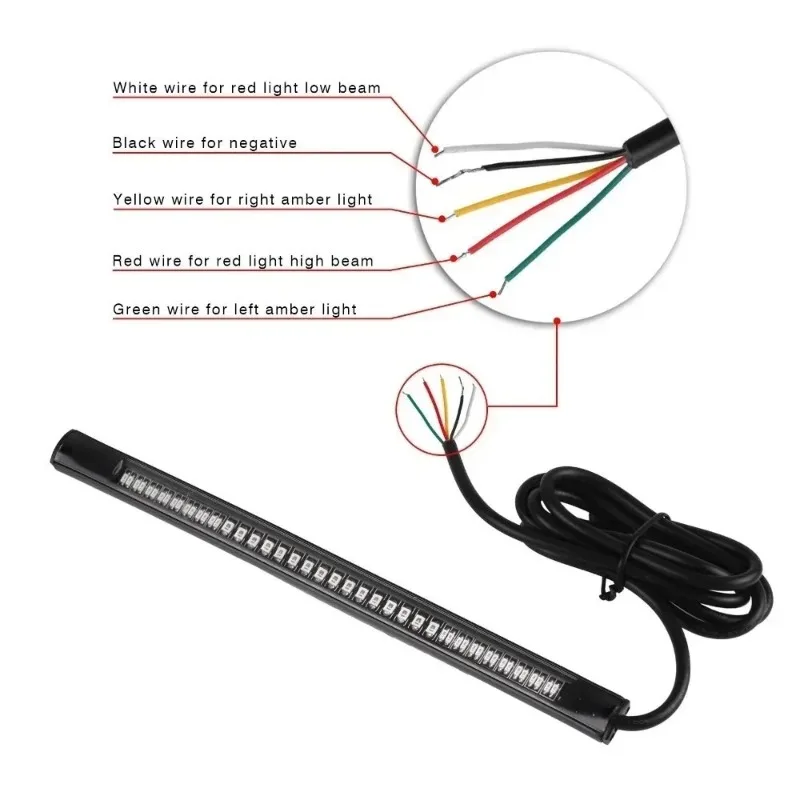 Bande светодиодный Étanche Pour Moto Clignotant De Frein Ar KUN Adapté Aux Voitures VTT Scdoms Rouge Ambre 8 Pouces 32