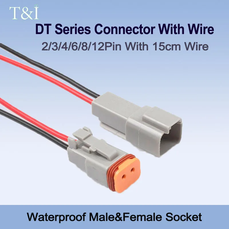 

1/5/10 Sets Deutsch DT connector with 15cm Wiring harness DT06-2S/DT04-2/3/4/6/8/12Pin waterproof electric quick wire connector