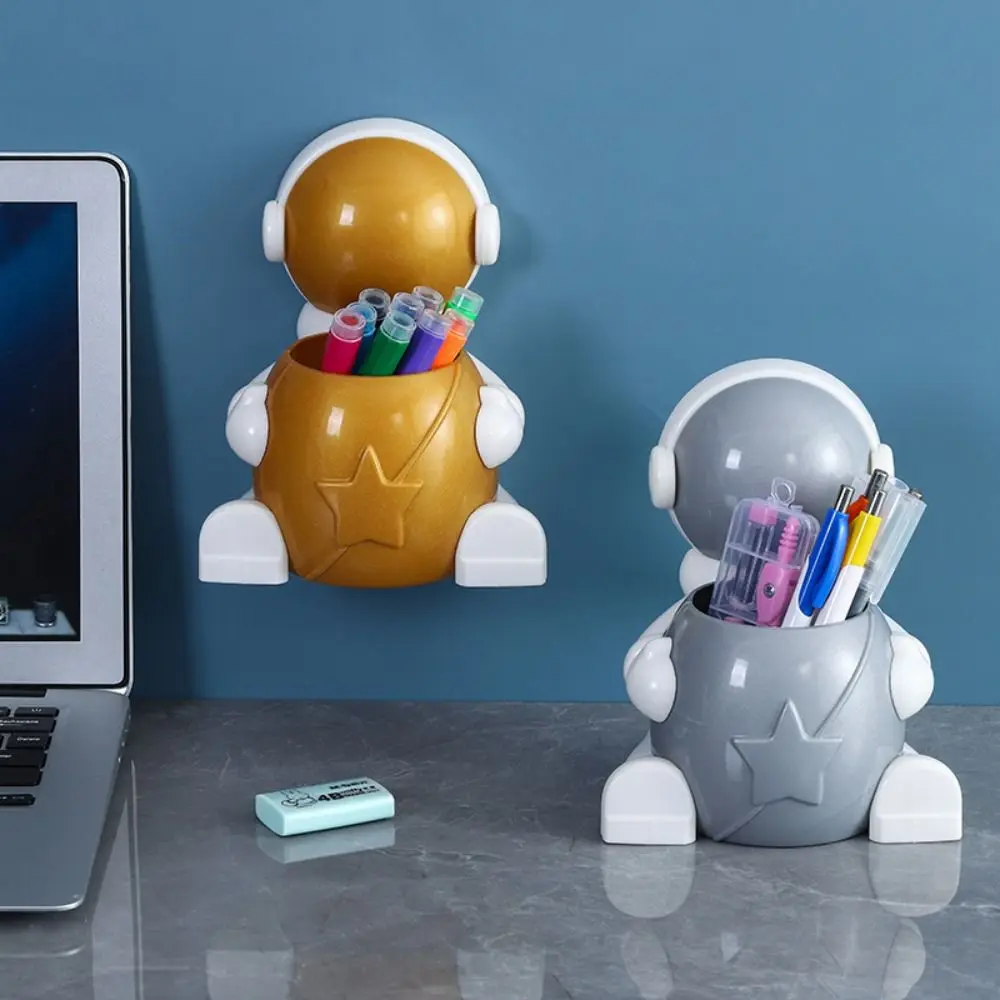 

Sundries Sculpture Wall Mount Pen Pencil Holder Astronaut Pen Holder Wall Mount Storage Box Desktop Organizer
