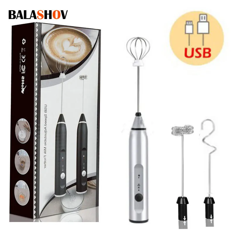 Milk Frothers Electric Handheld Blender with USB Electrical Mini Coffee Maker Whisk Mixer for Coffee Cappuccino Cream Foamer