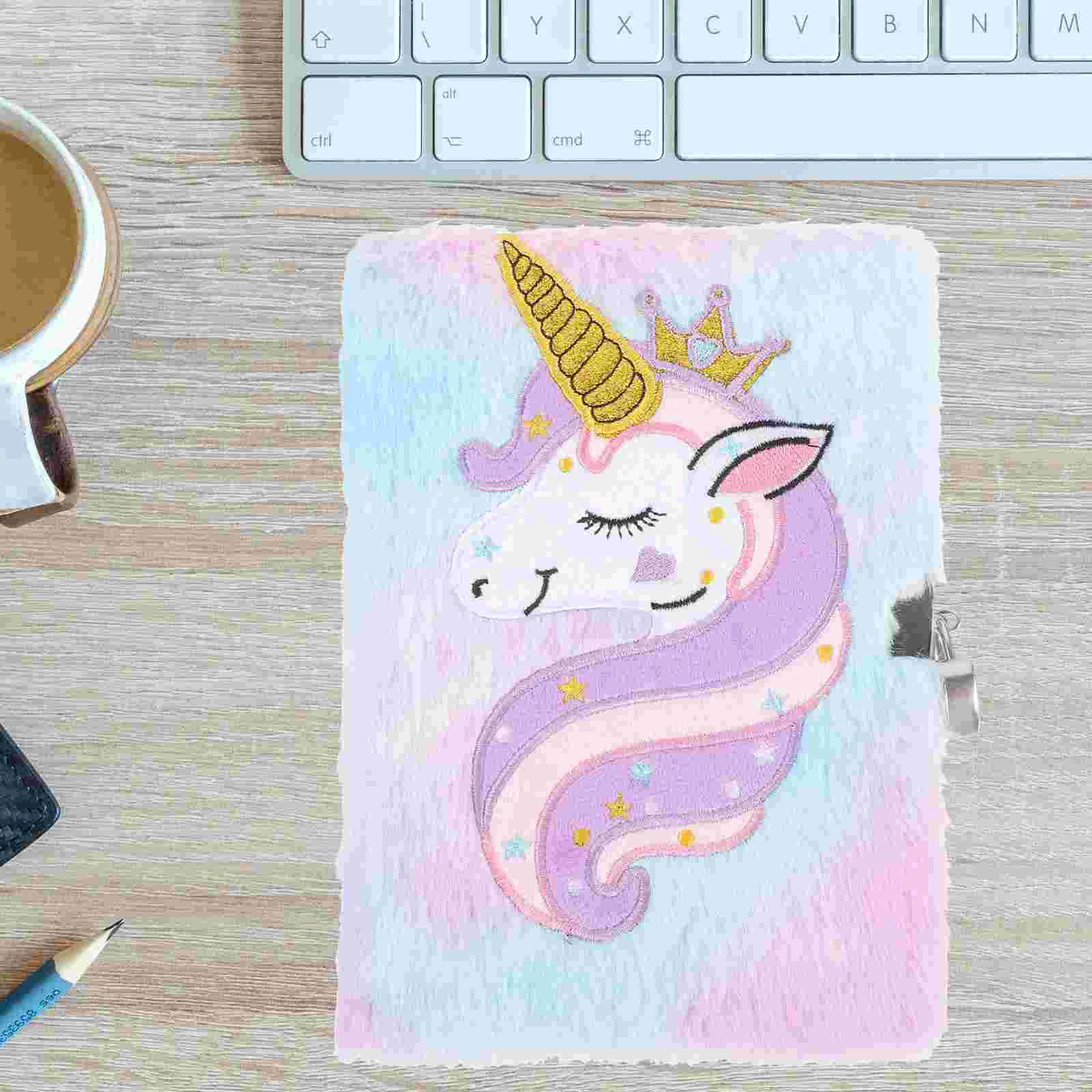 

Plush Lock Book Notepad Writing Lockable Diary Girl Dairy Adorable Cartoon Student