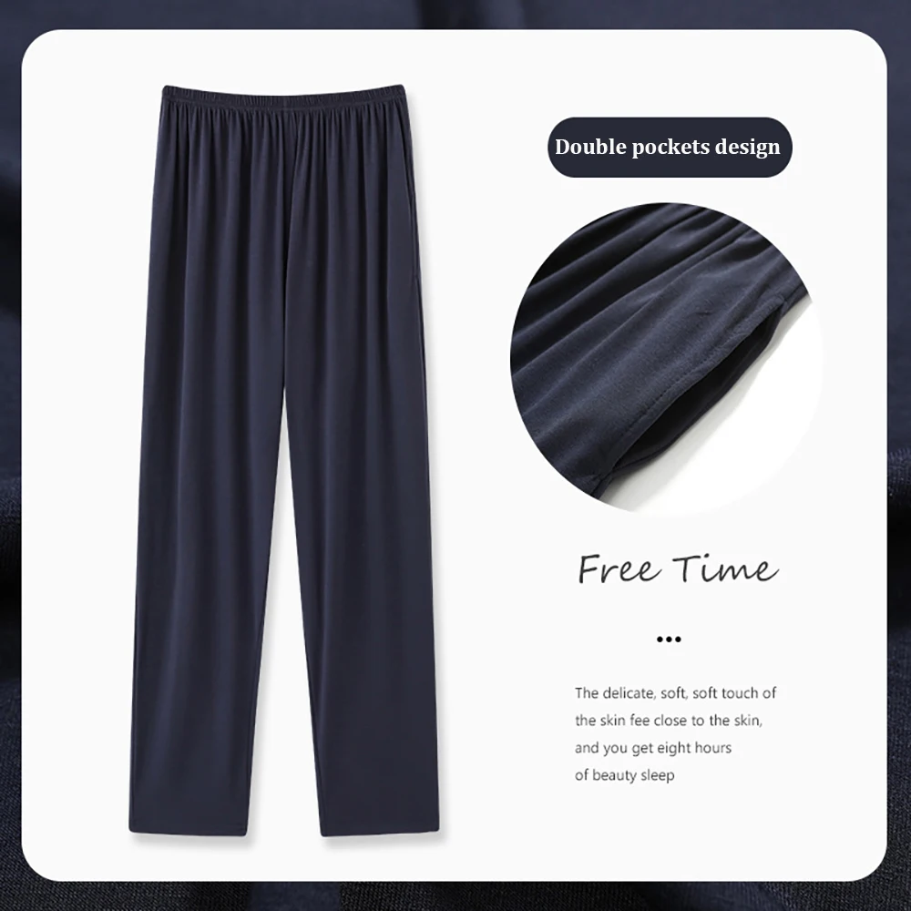 4XL Loose High Elastic Waist Pajama Pants Hygroscopic Breathable PJ Pyjama Pants Modal Pajamas for Men Sleepwear With Two Pocket