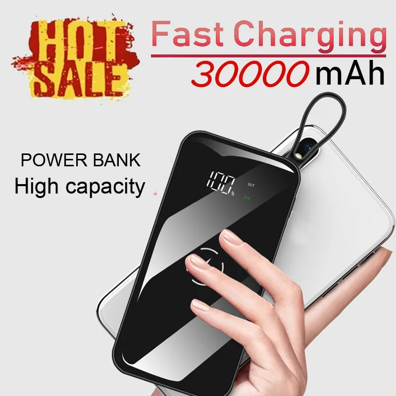 

30000mAh High Capacity Wireless Portable Fast Charging PowerBank with Digital Display External Battery for Xiaomi Iphone Samsung