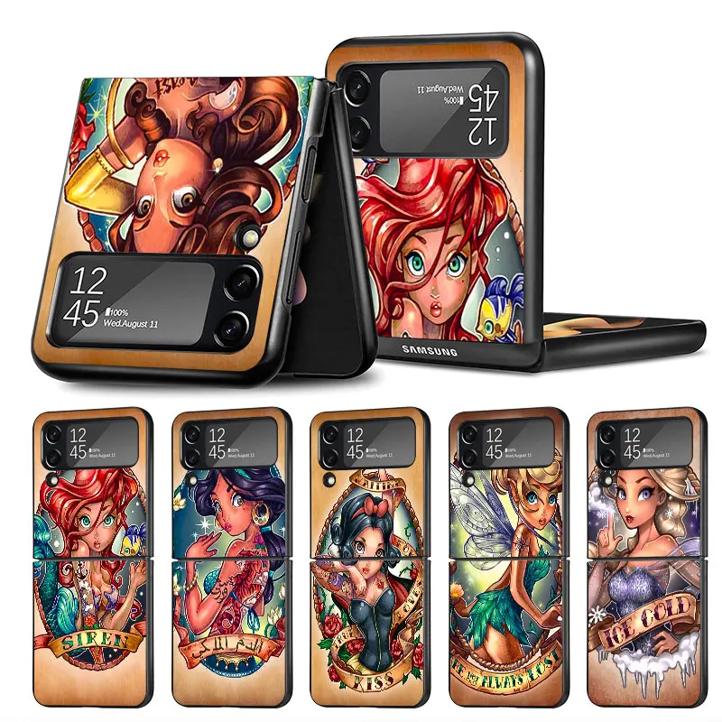 Чехол Funda для Samsung Galaxy Z Flip 3 4 5G Flip3 Flip4 черный чехол ПК жесткий роскошный телефона - Цена: 181