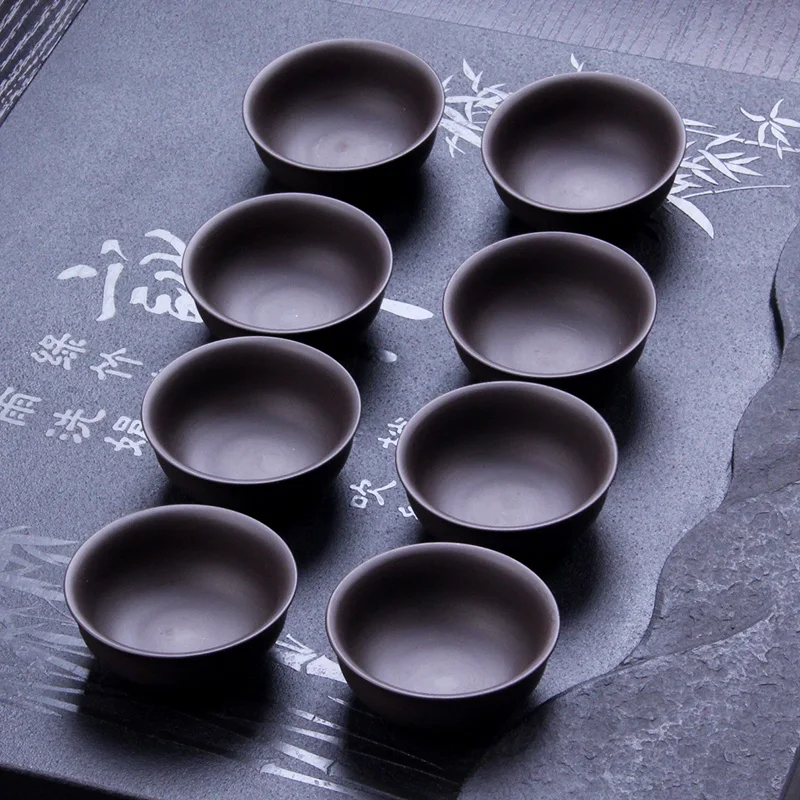 

Portable Handmade Tea Cup Set Chinese Vintage Luxury Purple Grit Kung Fu Tea Set Tea Ceremony Taza Te Household Products 50