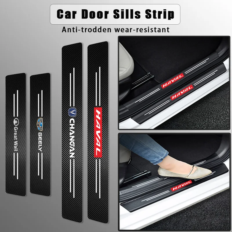

4pcs Car Sticker Door Carbon Leather Fiber Sill Plate for Toyota TRD Scion Avensis Auris Camry Yaris Levin C-hr 86 Car Stickers