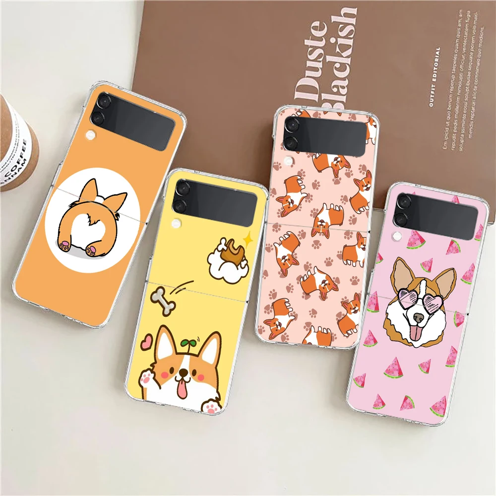 Фото Чехол для телефона Samsung Galaxy Z Flip 3 4 5 6 7 Fold, высокопрочный чехол из ПК для Galaxy Z Flip3, чехол с изображением собак породы кокер-спаниель, милые мультяшные собачки №1