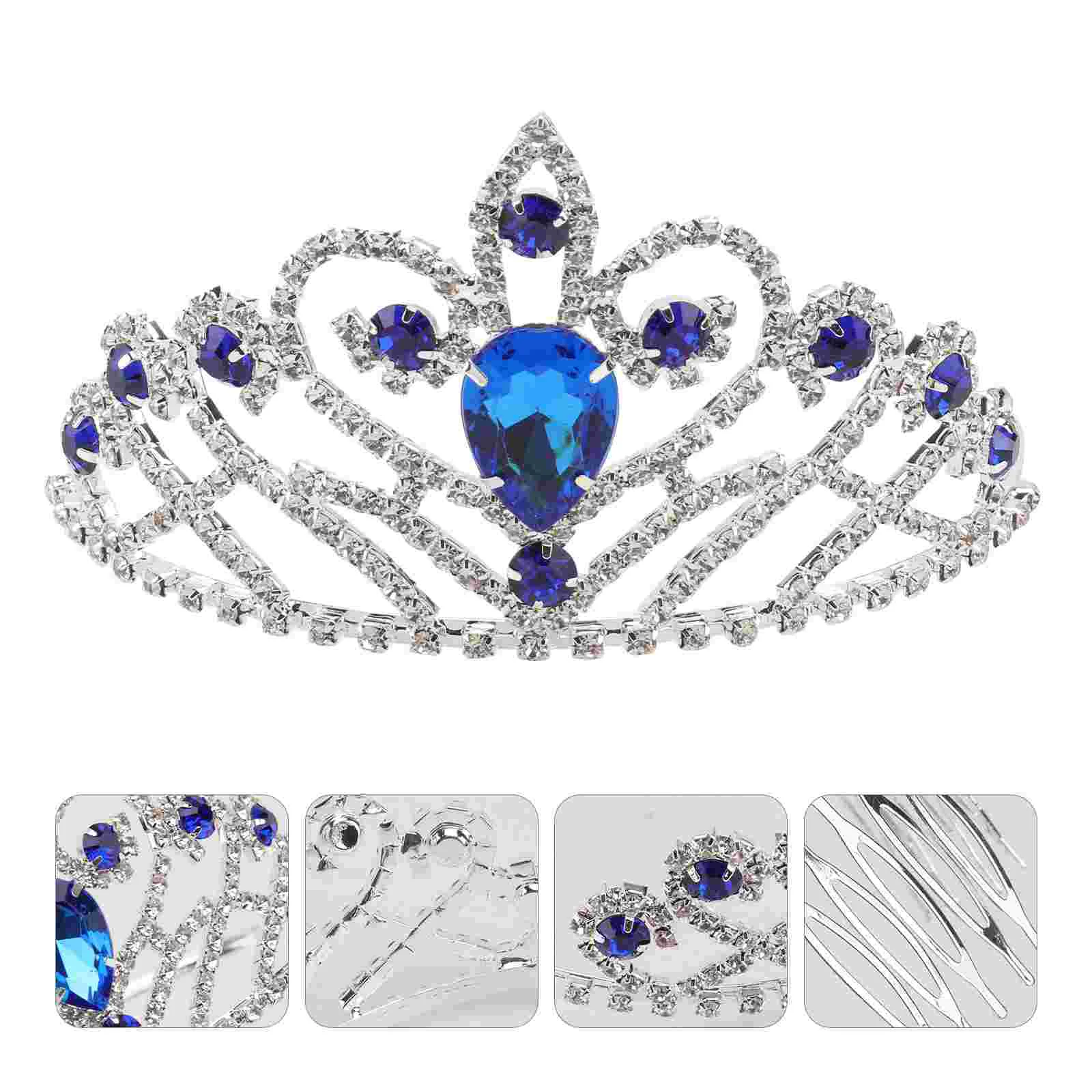 

Свадебные головные уборы в стиле барокко, тиара с кристаллами, винтажная свадебная тиара для невесты, тиара для дня рождения, Королевская корона, повязка на голову (синий